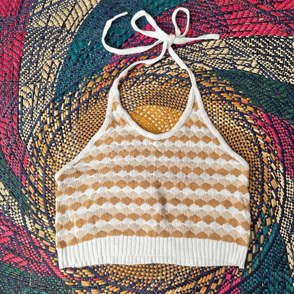 Knit Cropped Halter Top Size Medium